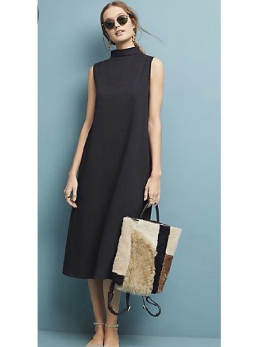 Velvet By Graham & Spencer Sleeveless Black Midi Mock Neck Dress